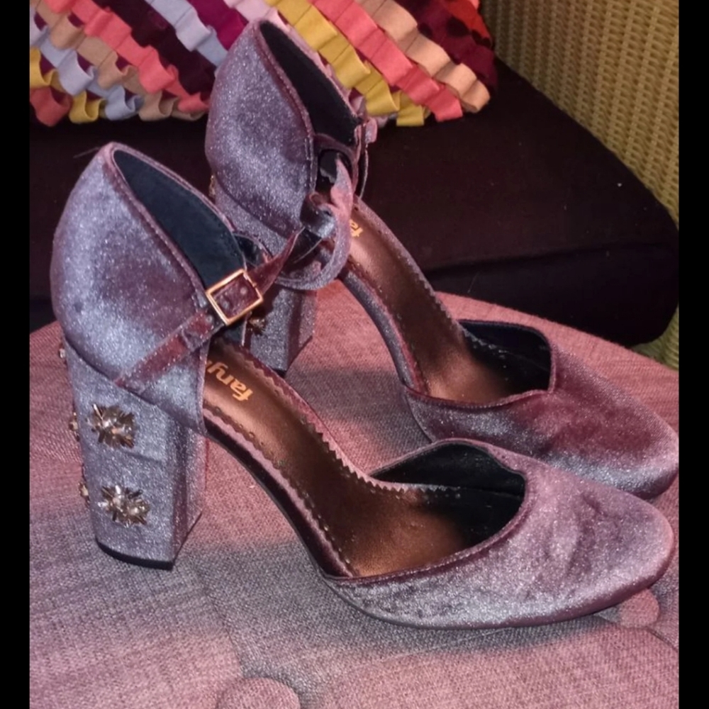 Anthropologie FARYL ROBIN SIZE 10 HEELS NEW GREY VELOUR $198